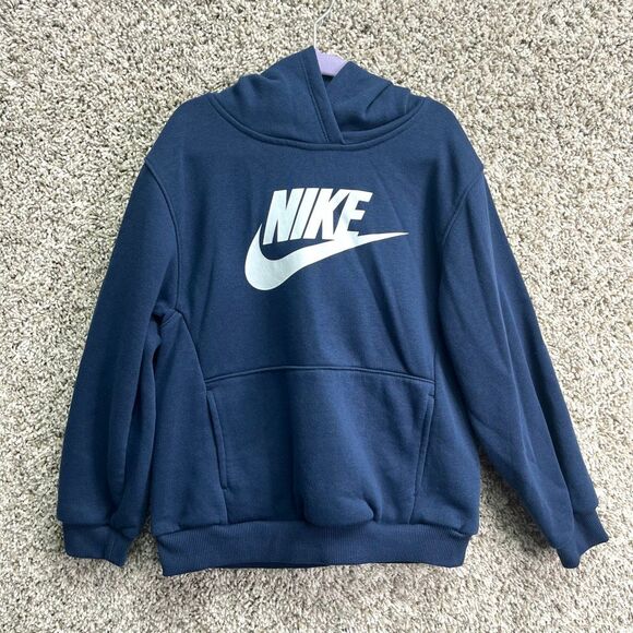 Nike Hoodie Boys 6-7 Dark Navy Blue Pullover - Picture 1 of 5